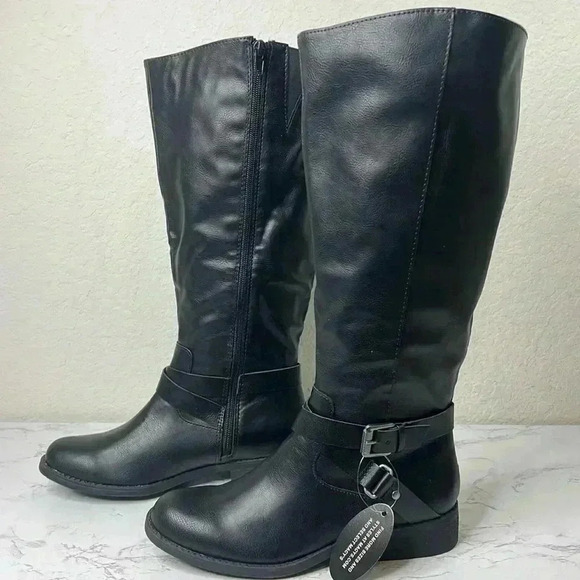 Style & Co Marliee Womens Faux Leather Wide Calf Motorcycle Boots Size 7M WC - Picture 2 of 10